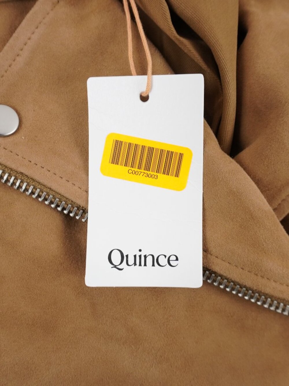 Quince Suede Full-Zip Biker Jacket In Pecan Brown - Women's Size Small - NWT - Picture 7 of 8